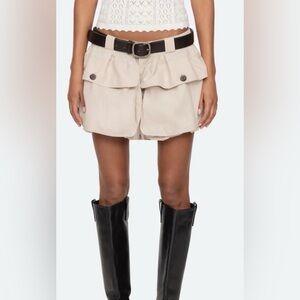 Sea New York Khaki Utility Flap Shorts with Belt